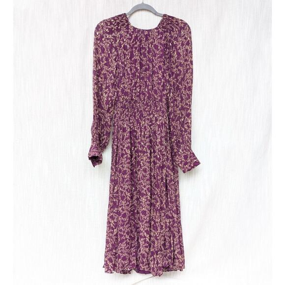 NWT Sézane Purple Robe Priscilla Floral Backless Midi Maxi Dress, size 40/L - Picture 3 of 11